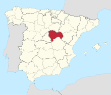 Map of Spain with the province of Guadalajara highlighted