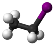 Ball and stick model of ethyl iodide