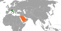 Map indicating locations of Italy and Saudi Arabia