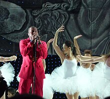 Kanye West performing at the 2011 Coachella Valley Music and Arts Festival.