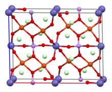 Unit cell of liroconite, isostructural with kernowite