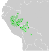 Map of the Pano-Tacanan languages in South America