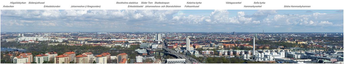 Utsikt från Skywiew över Södermalm och Stockholm, fotograferat i maj 2010.