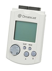 An image showing the Visual Memory Unit peripheral for Sega's Dreamcast console.