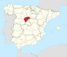 Map of Spain with the province of Segovia highlighted