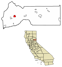 Location of Downieville in Sierra County, California.