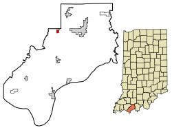 Location of Gentryville in Spencer County, Indiana