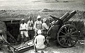 Although short ranged the 10.5 cm Feldhaubitze 98/09 was capable of high-angle indirect fire. Guns like this became more common during WWI as both sides dug in. Most guns produced after WWI were capable of high-angle fire and had longer range.