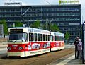 Tw 519 und 509 im Retro-Look mit Werbung für das Straßenbahnmuseum in Chemnitz