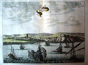 رسم لميناء سلا في 1670 من طرف جون أوغيلبي (1600-1676)