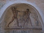 Ancient Libyan mosaic of wrestling