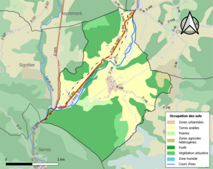 Carte en couleurs présentant l'occupation des sols.