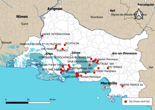 Carte des sites « Seveso seuil haut ».