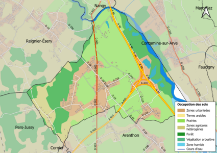 Carte en couleurs présentant l'occupation des sols.