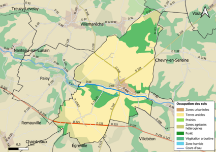 Carte des infrastructures et de l'occupation des sols en 2018 (CLC) de la commune.