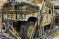 A Humvee is rigged for being airdropped at the Heavy Drop Rigging Facility near Pope Field at Fort Bragg, N.C.