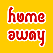 "Home / Away", 180° rotational hetero-ambigram.