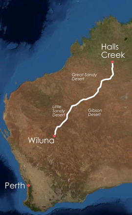 Map showing location of Canning Stock Route.