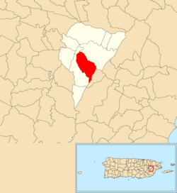 Location of Ceiba Sur within the municipality of Juncos shown in red