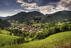 View of the town of Cerkno