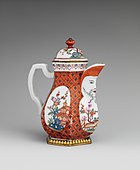 Austrian coffeepot; circa 1720; hard-paste porcelain; 17.8 × 15.9 cm; Metropolitan Museum of Art (New York City)