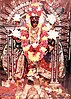 The presiding temple deity, Maa Bhavatarini, Mother Goddess Kali, with a foot over Shiva