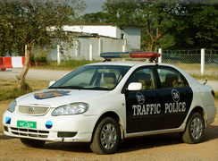 A 2007 Toyota Corolla of the Islamabad Traffic Police on Duty.