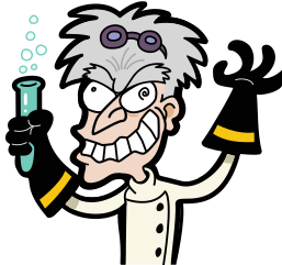 A cartoon drawing of a mad scientist (July 2003)