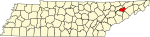 State map highlighting Hamblen County