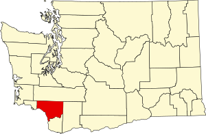 Map of Washington highlighting Cowlitz County