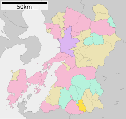 Location of Nishiki in Kumamoto Prefecture