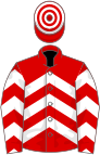 Red and white chevrons, hooped cap