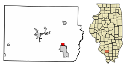 Location of St. Johns in Perry County, Illinois.