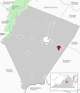 Location of the Rivanna CDP within the Albemarle County