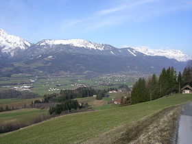 Vue de l'Ahornbüchsenkopf, du Roßfeld et du Zinkenkopf depuis Kuchl