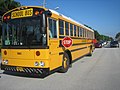 A Saf-T-Liner HDX in South Florida using its warning systems to stop trafic.