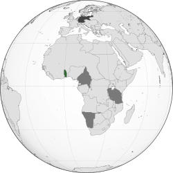 Green: Territory comprising the German colony of Togoland Dark grey: Other German possessions Darkest grey: German Empire