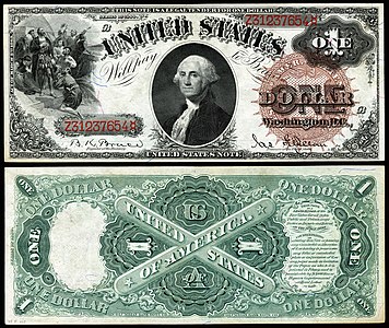 One-dollar United States Note from the series of 1880, by the Bureau of Engraving and Printing