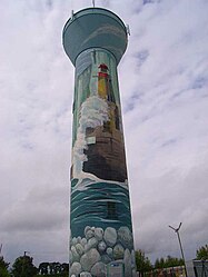 The decorated watertower in Toussaint