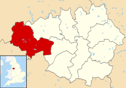 Wigan shown within Greater Manchester