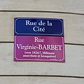 Plaque à Genève au nom de l'anarchiste Virginie Barbet qui a trouvé refuge dans cette ville après la Commune