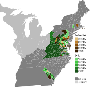 Map of presidential election results by county, shaded according to the vote share of the highest result for an elector of any given party