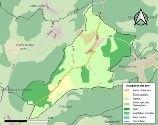 Carte en couleurs présentant l'occupation des sols.