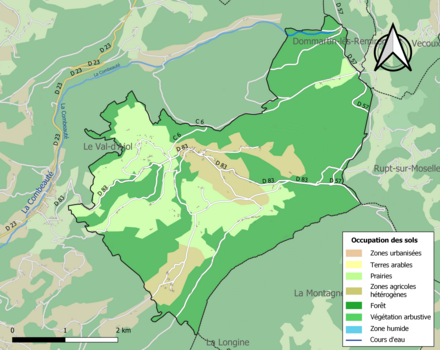 Carte en couleurs présentant l'occupation des sols.