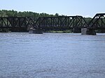 A typical railway truss bridge.