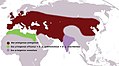 Carte de l'habitat originel de l'aurochs.