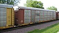 An autorack in a passing Union Pacific train at Rochelle Railroad Park