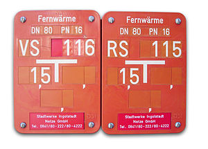 Fernwärme-Hinweisschilder