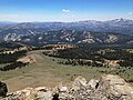 From summit, view southwest of the Calpine Road approach. Round Top in upper right corner.