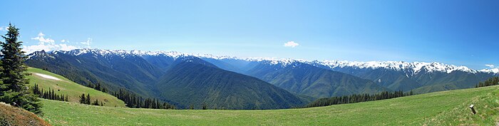 Panorama NP Olympic s vidikovca na grebenu Hurricane